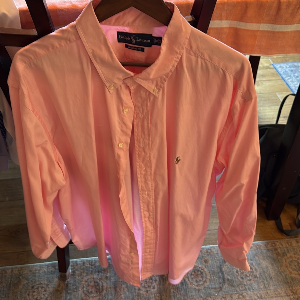 Ralph Lauren Pink Big and Tall Solid Dress Shirt Size 19-34/35 NEW Classic Fit